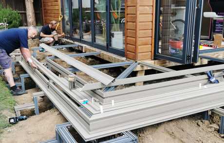 AliDeck non-combustible aluminium metal decking Low Joist used as pole in terrace steps structure