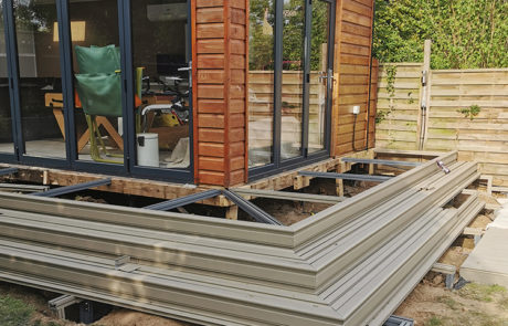 AliDeck non-combustible aluminium metal decking Low Joist used as pole in terrace steps structure