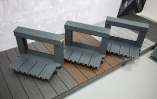 AliDeck factory crew manufacture lovely desktop-sized AliRail with Glass Infill Balustrade Balcony Samples