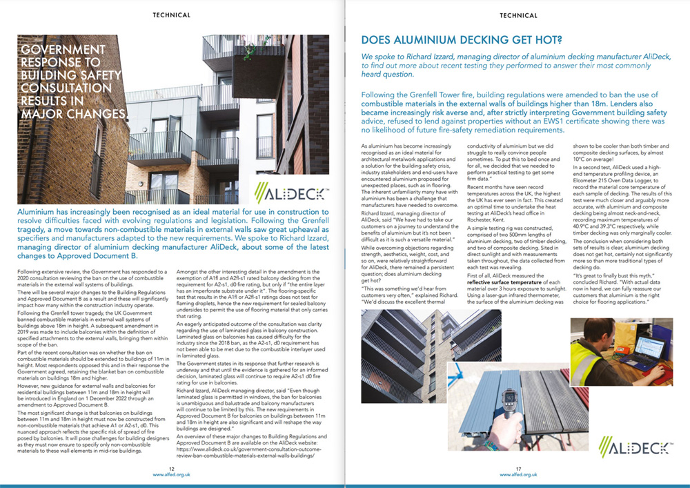 AliDeck Aluminium Metal Decking Featured In September Issue Aluminium Federation Magazine